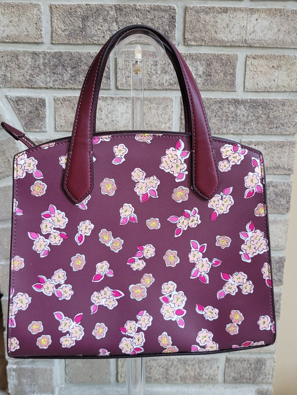 *NWOT* kate spade New York Tinsel Floral Satchel Crossbody Burgundy Floral Purse - Picture 5 of 14
